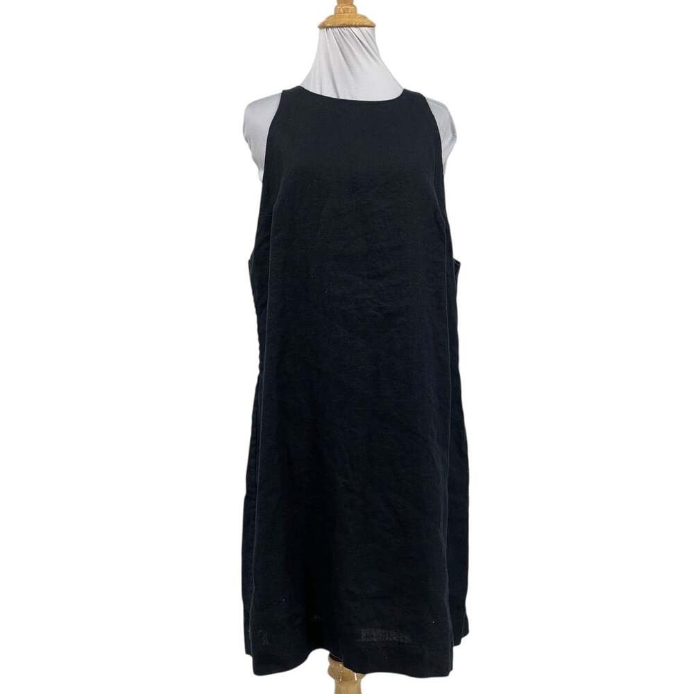 & Other Stories Dress Womens 14 Black Linen Sleeveless Lined Mini Paris Atelier